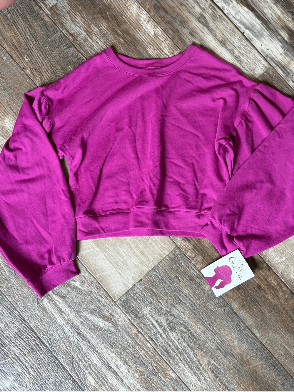 Girls' Magenta Cropped Long Sleeve Tee